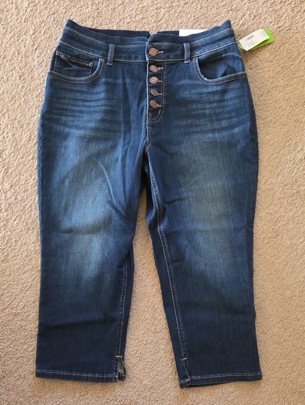 Maurices Dark Blue Button-Fly Cropped Stretch Jeans